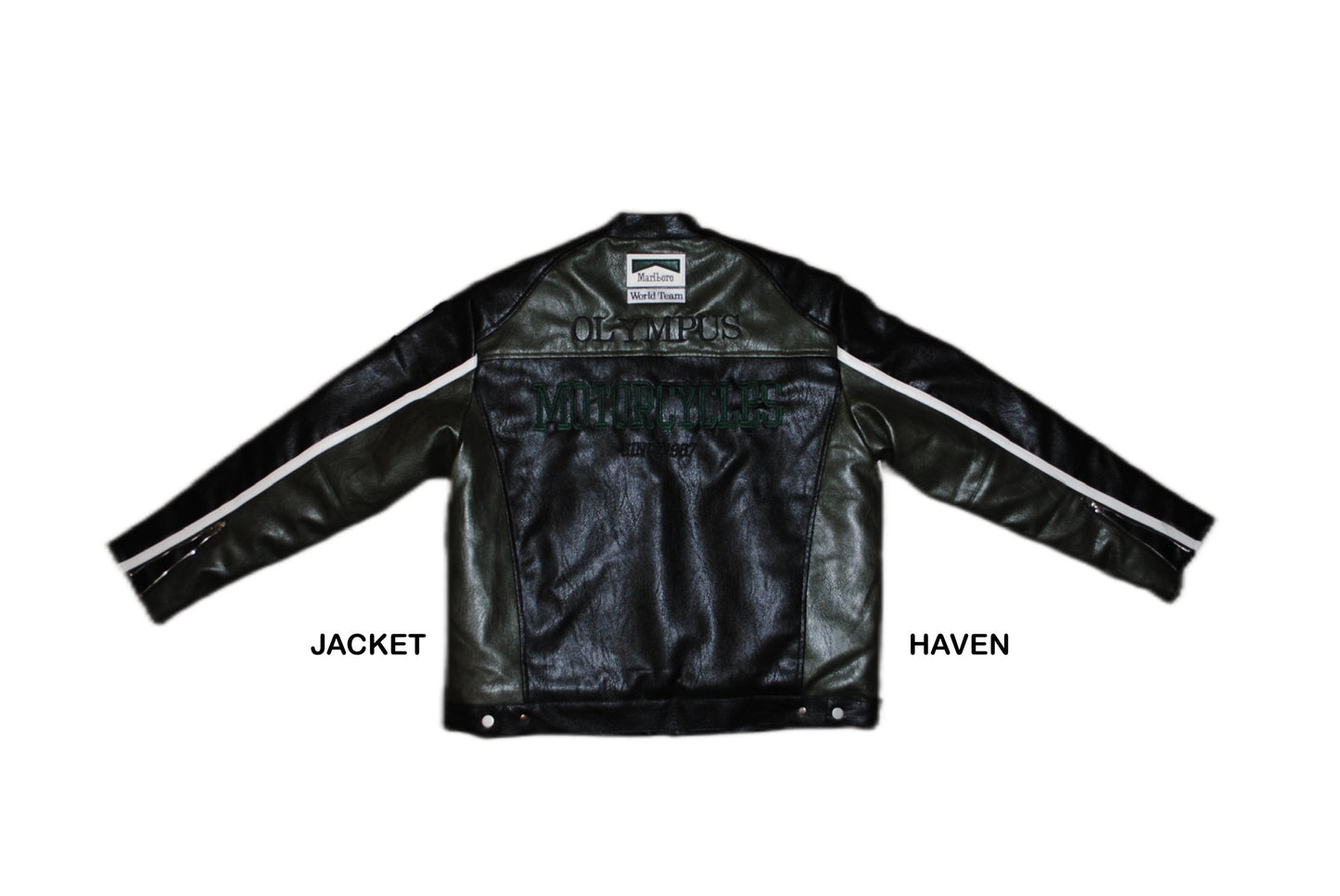 dark green Ferrari leather racing jacket with Shell and sponsor patches