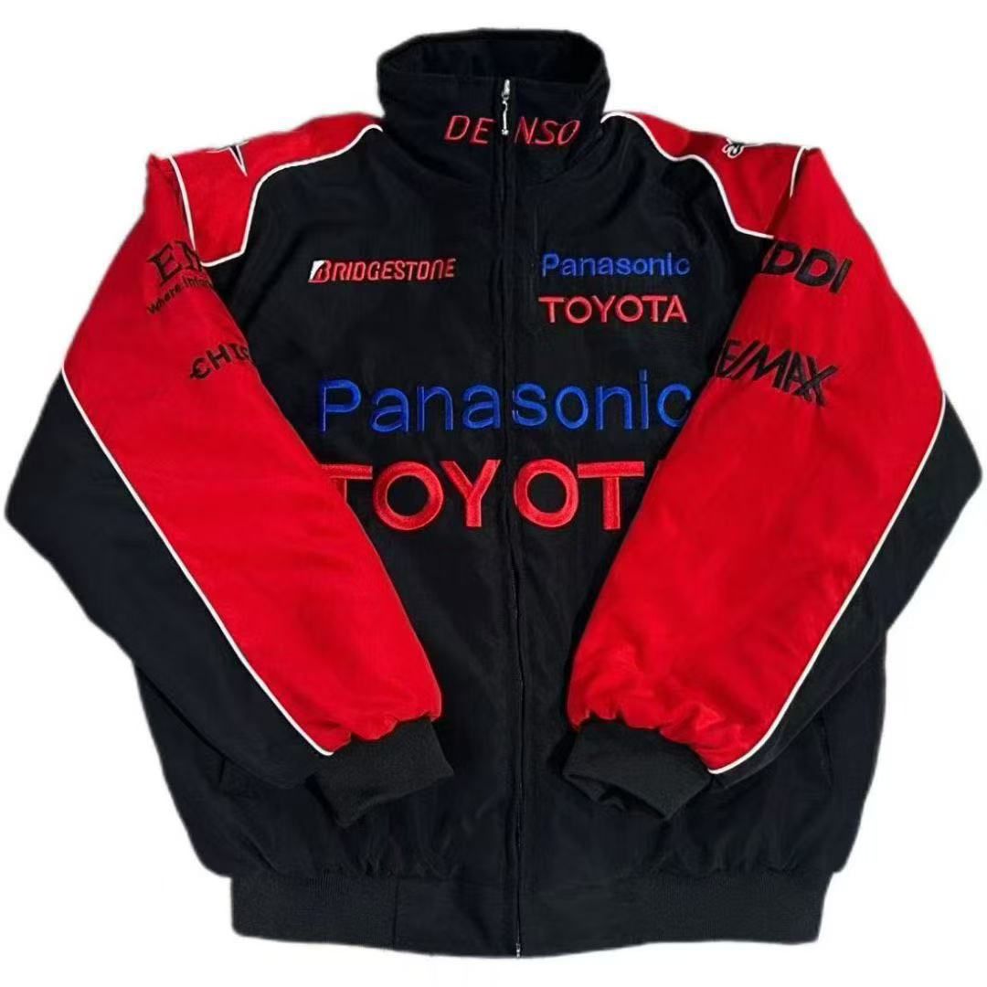 black and red Toyota racing jacket with Panasonic and Bridgestone logos