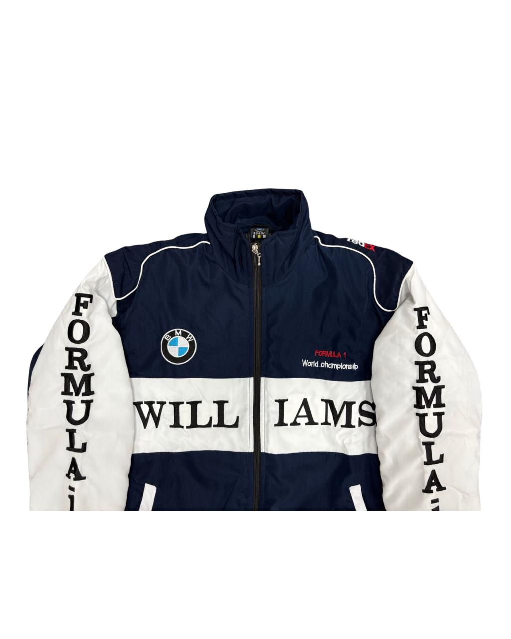 navy and white Williams BMW racing jacket with Formula 1 branding