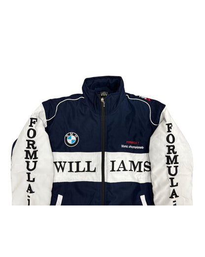 navy and white Williams BMW racing jacket with Formula 1 branding
