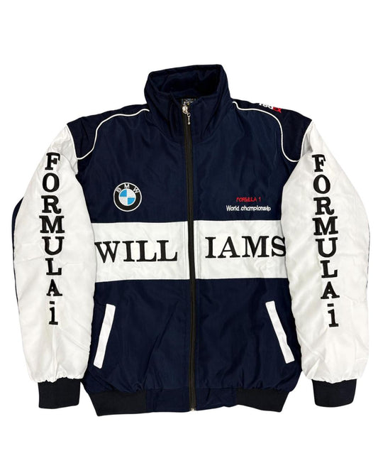 navy and white Williams BMW racing jacket with Formula 1 branding